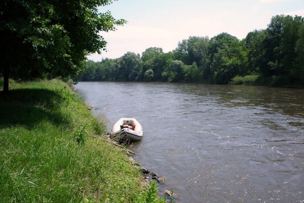 Tájkép, gumicsónak / Landscape, baby boat by Peti József