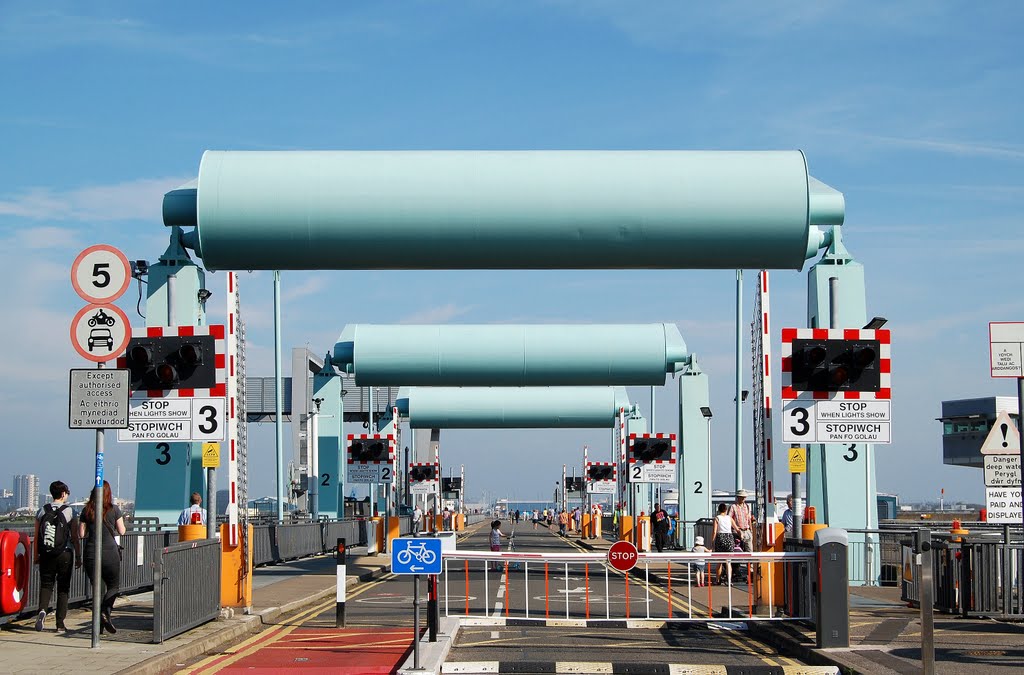 Bascule Bridges, Cardiff Bay Barrage. Or could it be Trikermike's Mum's mangle? by Amelia Royan