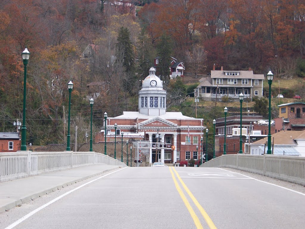 Madison County Courthouse from Accross the French Broad River - Marshall, NC by herdintheupstate