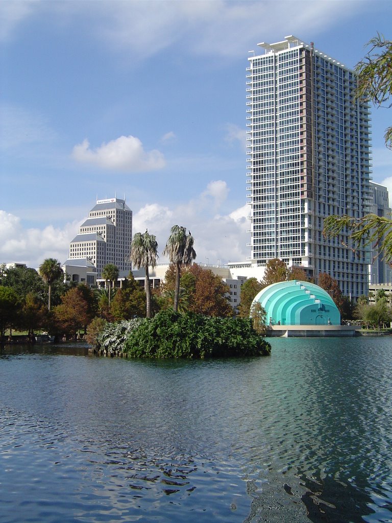 Skyline view at Lake Eola Downtown Orlando by John M Lopez