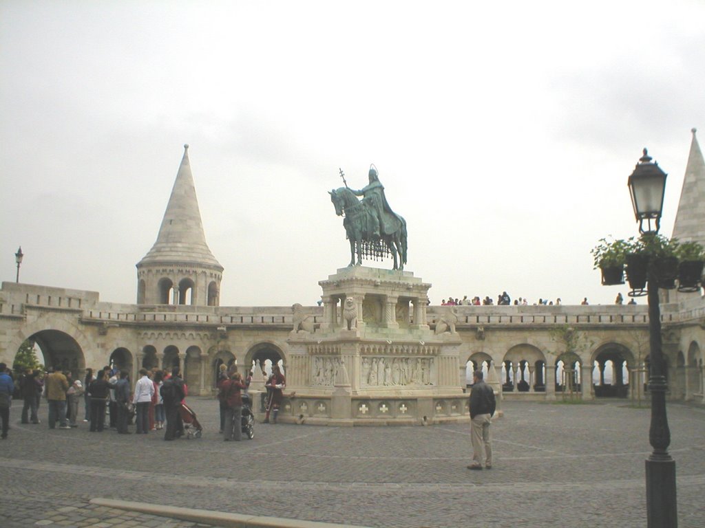 Halászbástya (Fisherman's Bastion) and statue - Saint Stephan of Hungary by Sonya Brunt