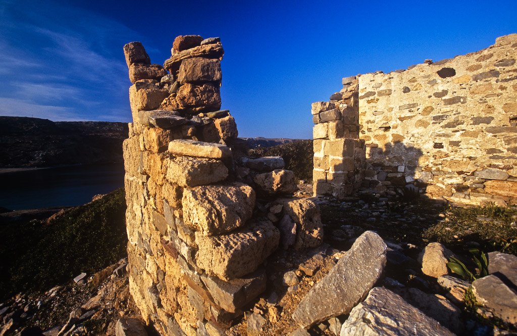 Ruins of a building at Minoan Itanos archeological site, Crete, Greece by George Messaritakis