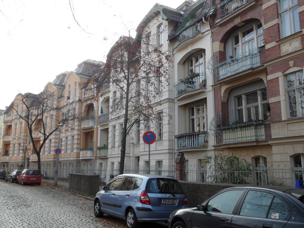 Blick auf die Häuserzeile auf der Westseite der Nansenstraße by IngolfBLN