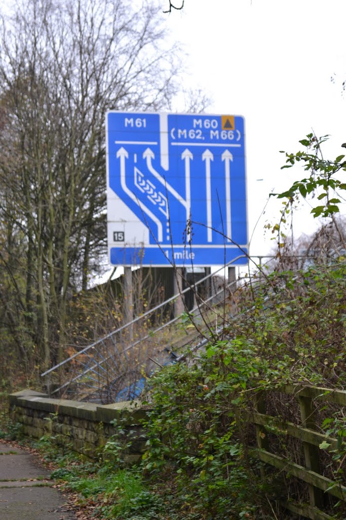 Motorway Sign, Worsley Woods by annawaltzerpose