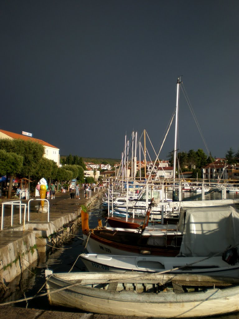 Malinska Harbor. The dark sky of the storm by dlgm.clare