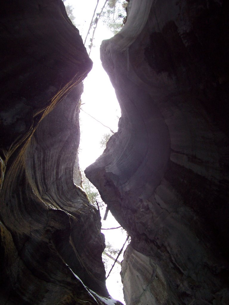 Maligne Canyon from within the canyon by DieLie