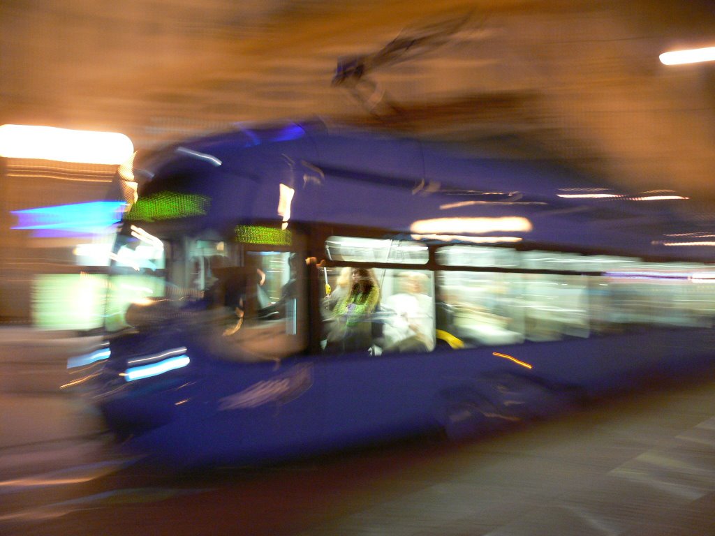 Night Tram downtown Zagreb by palbane49