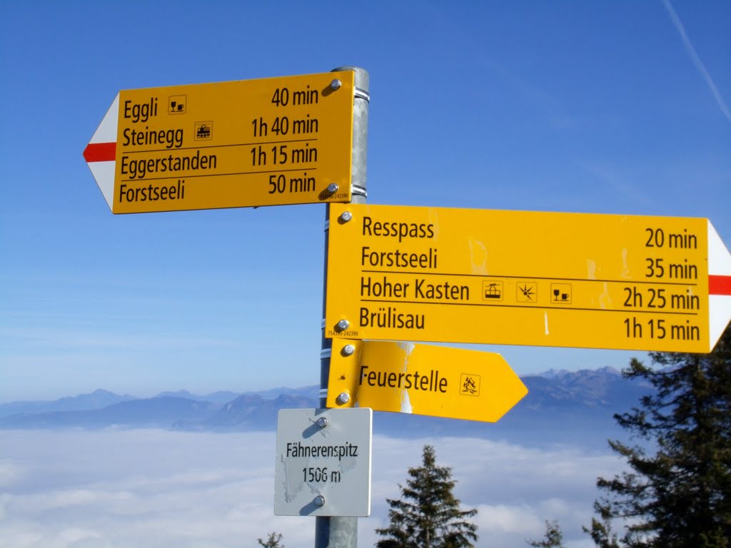 Wanderwegweiser auf Fähnerenspitz by topweg.ch