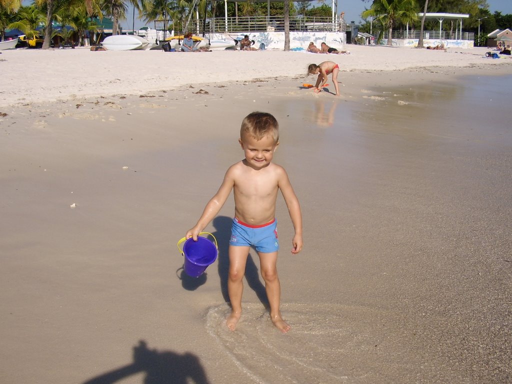 Reece on the beach in key west by tina andrews