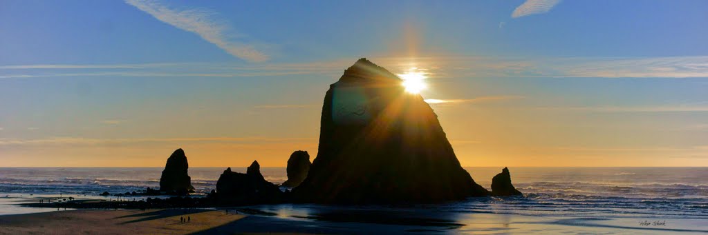 Haystack at sunset by Volker P. Schenk