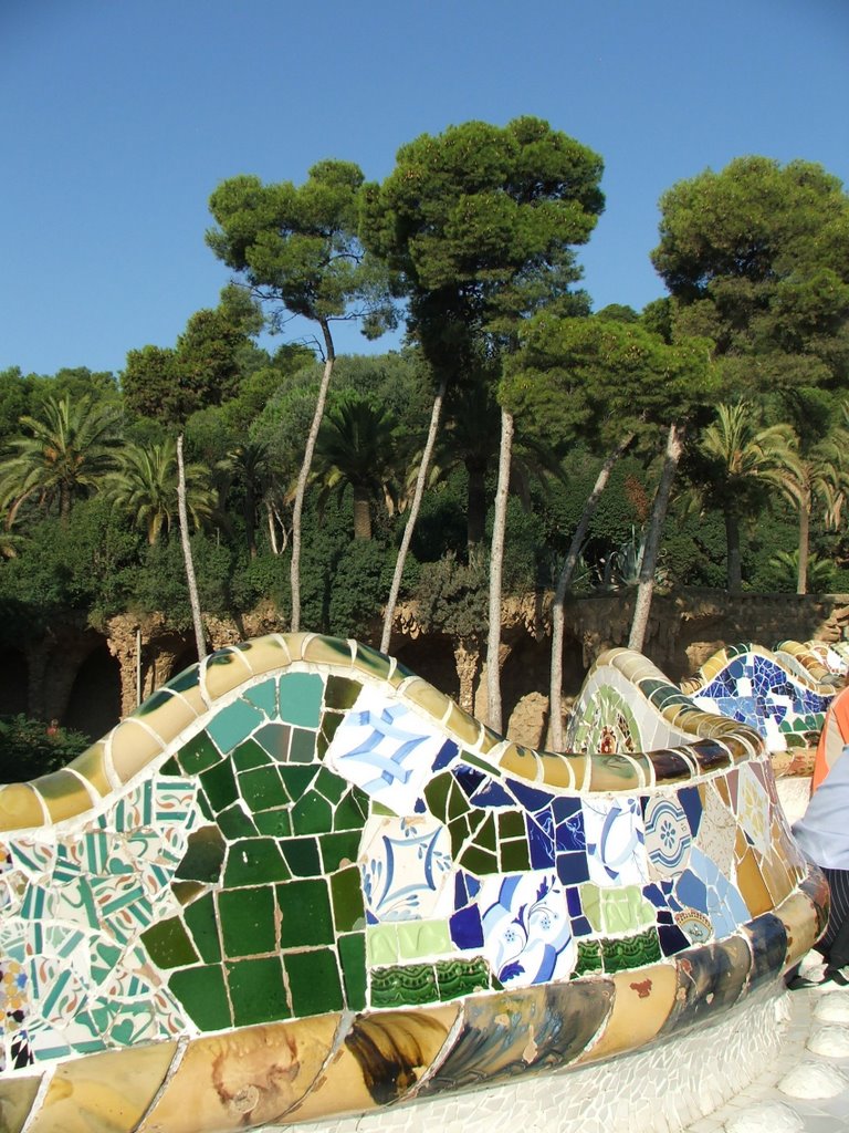 "Trencadis" - ceramic decoration of the bench, Parc Guell, Barcelona by John Goodall