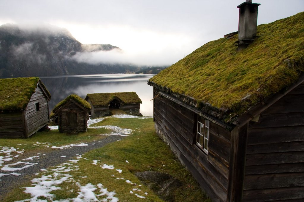 Old wooden houses at Sunnfjord Museum at Movatnet in førde - December 2007 by S.M Tunli - tunliweb.no