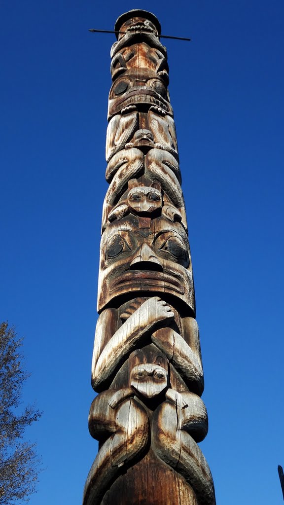 Totem pole in Ksan village, Hazelton, British Columbia by davidadamex