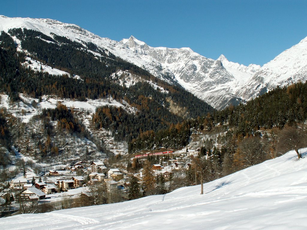 Fiesch mit Matterhorn Gotthardbahn by Burgener  Norbert