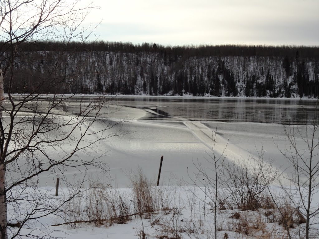 Battle Lake In Early Winter Thin Ice And Snow, Southwest of Edmonton Nov '11 by David Cure-Hryciuk