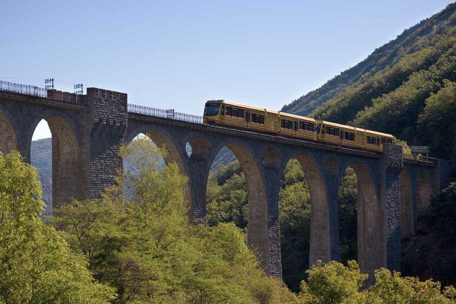 Le train jaune (nouvelle rame) sur le pont Séjourné by Gérard Roland