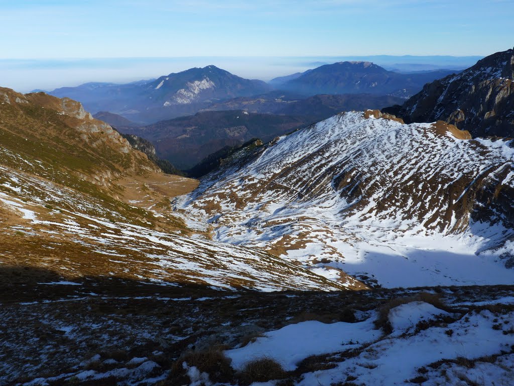 Valea Tiganesti in departare Postavarul si Piatra Mare by stadrean