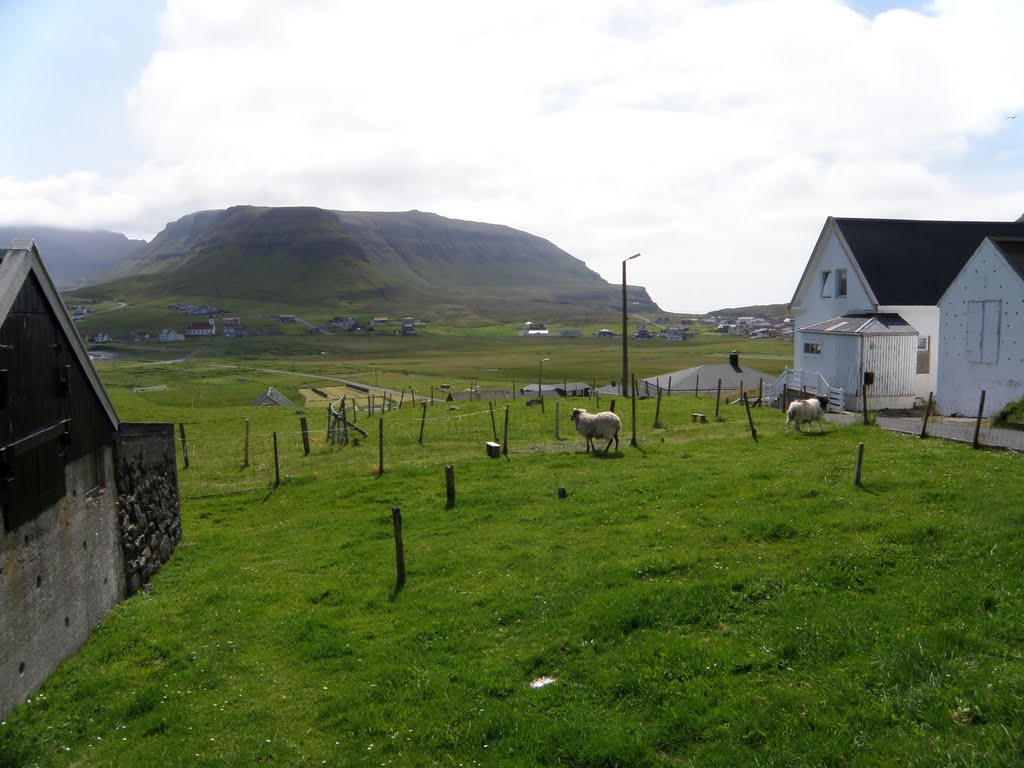 Á Hólum, View towards South from Hólabrekkan in Hvalba, Suðuroy, Føroyar by Eileen Sandá