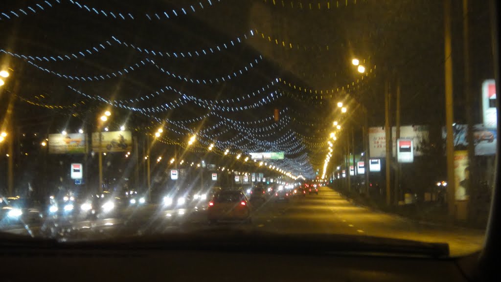 Road with Christmas Light in Moscow by Diego Giuseppe