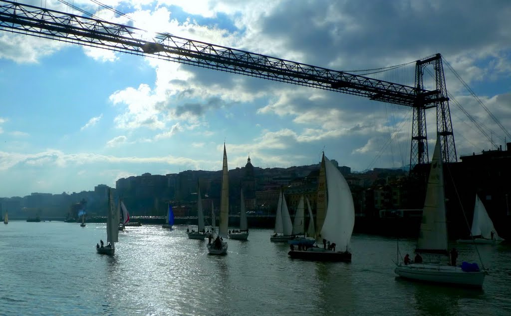 Yachts under the puente colgante by Tim Tregenza