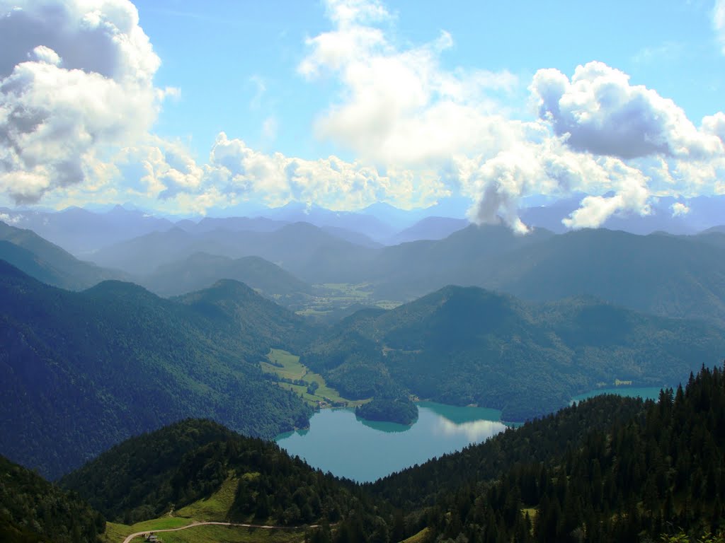 Weg vom Herzogstand mit Blick auf den Walchensee by Heinz Mroncz