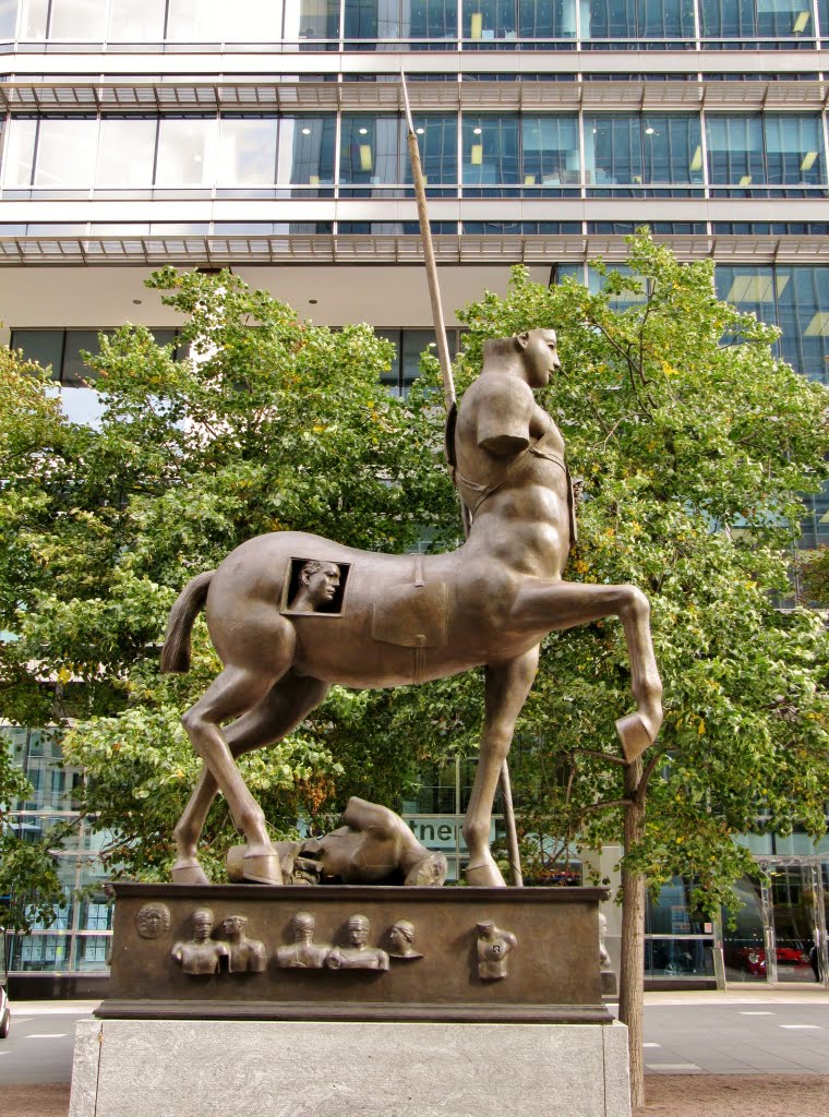 Centaur Statue at the Canary Wharf by Peter Mok