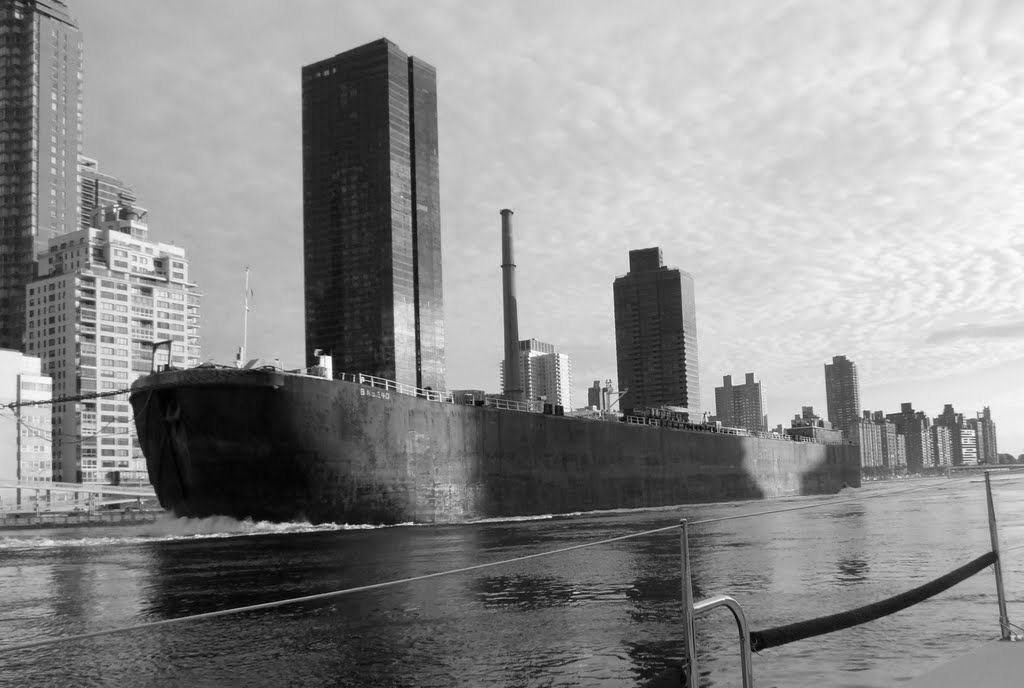 Barge, Southbound on the East River, June 2011 by Jack Flannery