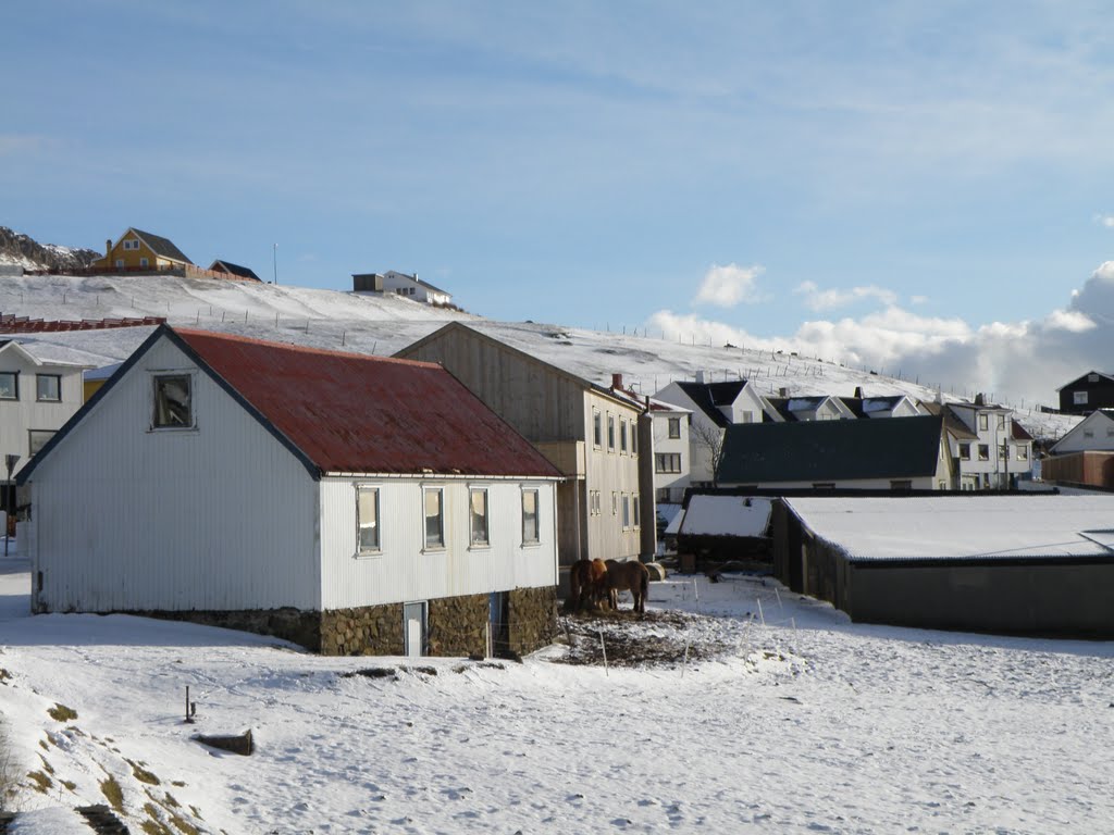 Skemman og Húsið við Á, Porkeri, Føroyar by Eileen Sandá