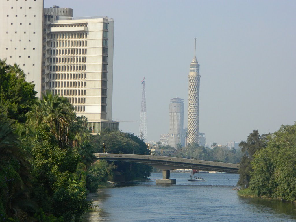 Cairo Tower, and the Nile. by Mamdouh Shafik