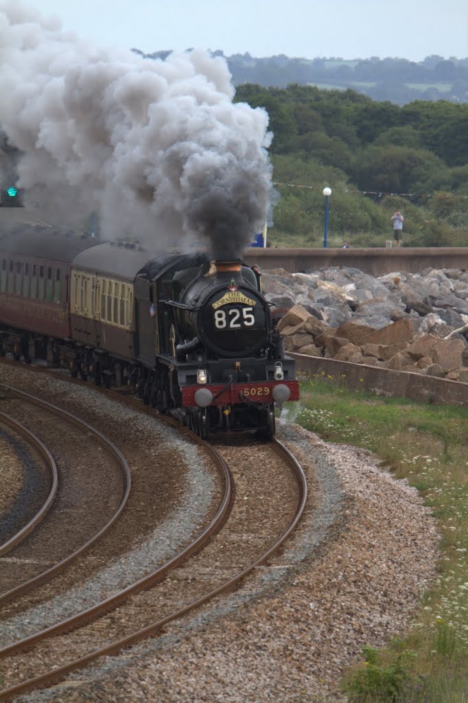 Nunney Castle No.5029 at Dawlish Warren passing Langstone Rock by Mark Rogers