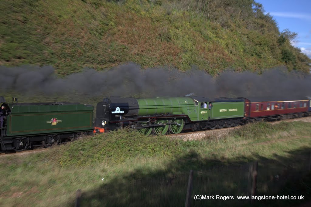 60163 The Tornado and 6024 King Edward 1 steaming through Dawlish Warren Passing Langstone Rock south bound in September 2010 by Mark Rogers