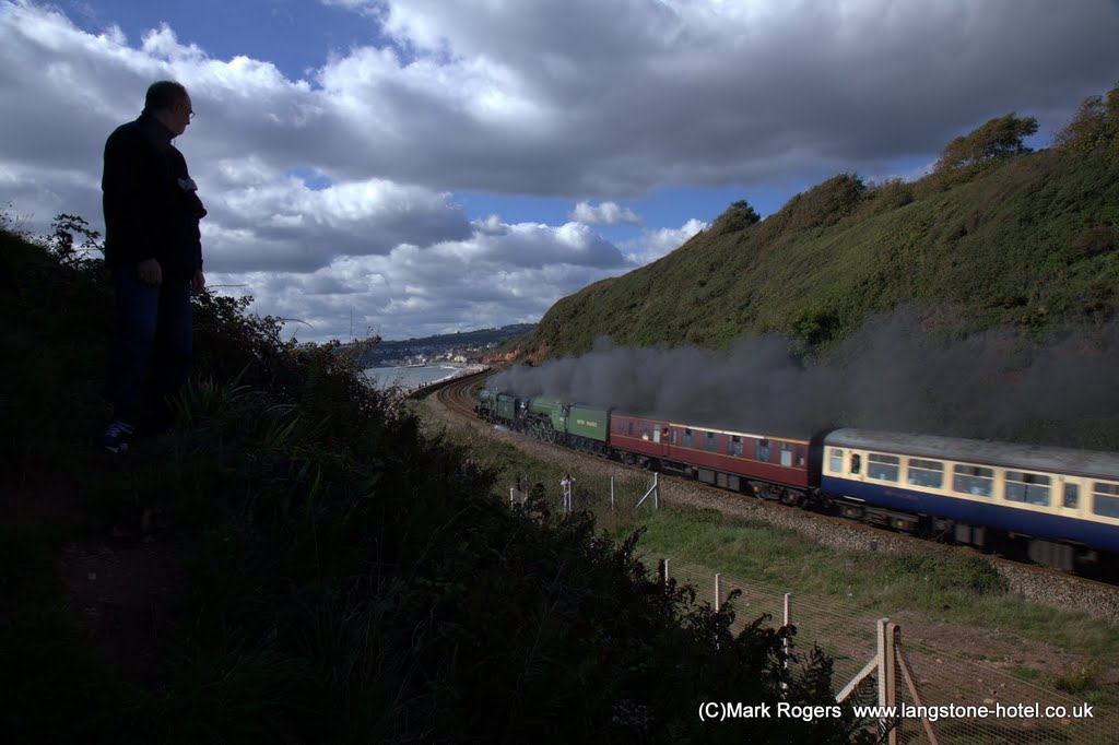 60163 The Tornado and 6024 King Edward 1 steaming through Dawlish Warren Passing Langstone Rock south bound towards Dawlish in September 2010 by Mark Rogers