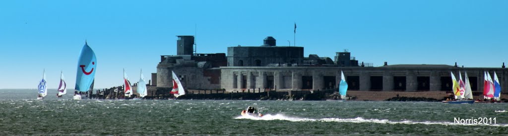 Sailboats racing off Hurst Castle. by grumpylumixuser