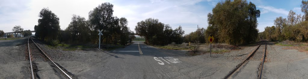 Panorama of railroad crossing on county road 117 (looking southwest @ center) by VasMan