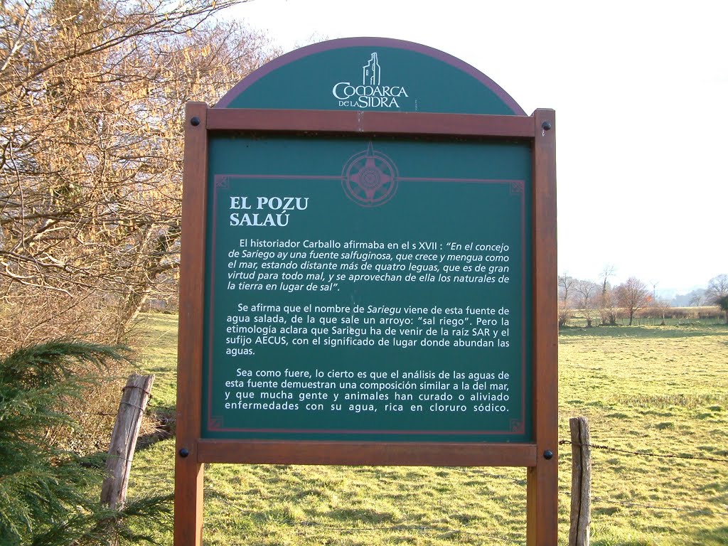 Cartel explicativo fuente del Pozu Salau (Sariego, Asturias) by La Comarca de la Sidra