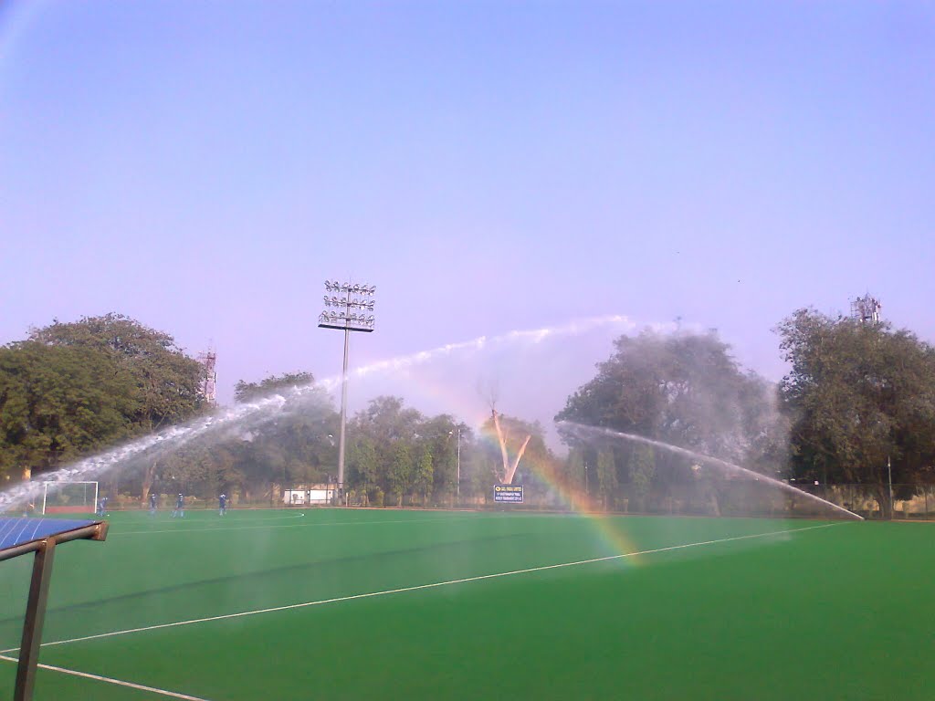 Rainbow at Pitch 2, Major Dhyan Chand Stadium, New Delhi by suchitaxaxa