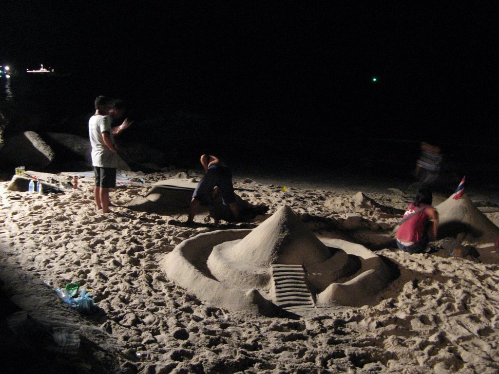 Art in the sand at night in Hua Hin by marttih