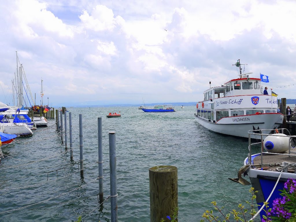 Kursschiff am Schiffsanlegeplatz im Unteruhldinger Hafen by Shibainu