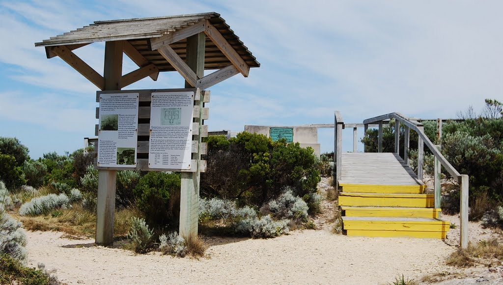 Access and sign shelter to early lighthouse site by Phaedrus Fleurieu