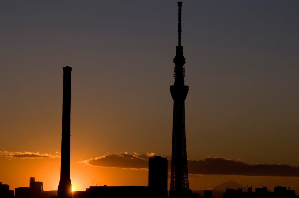 Mt. Fuji and Tokyo Sky Tree at sunset / 東京スカイツリー by Kangoo_