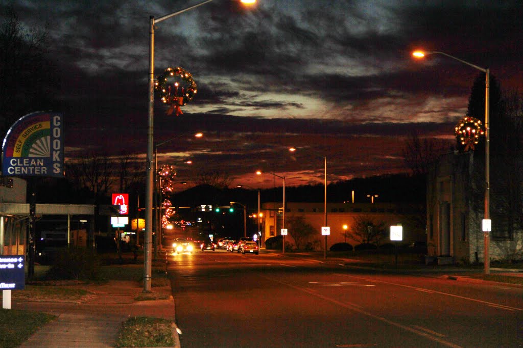 Looking SW down W Main St at sunset by jonmac33