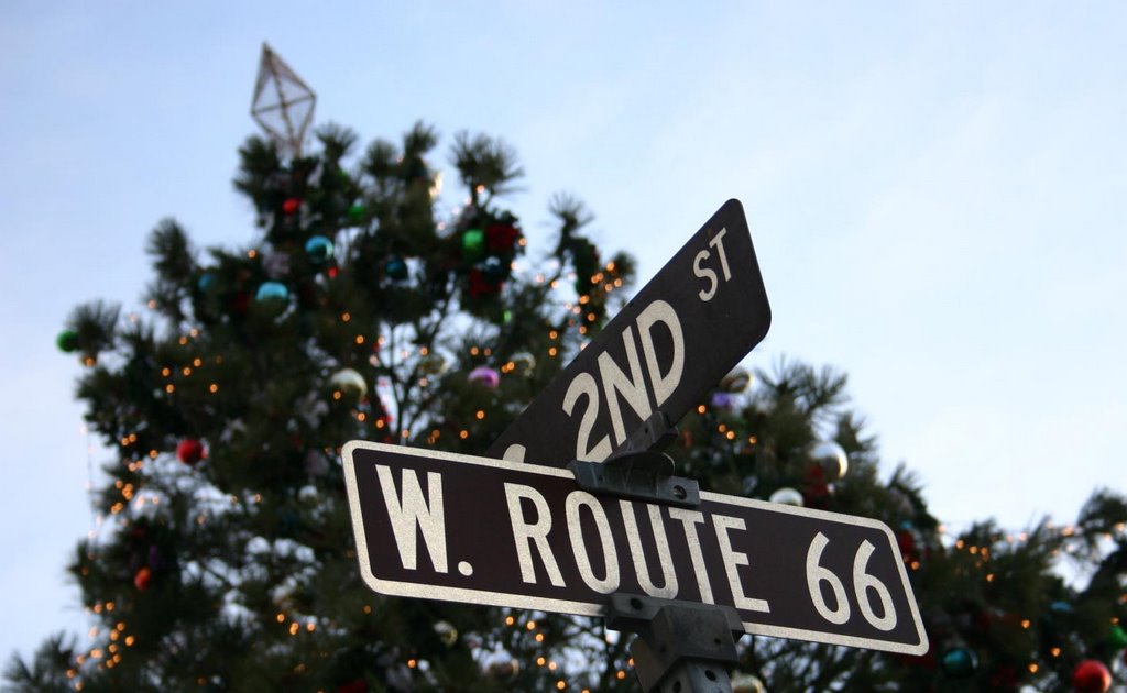 Town Christmas tree on old Route 66, Winter 2007 by EnochHenderson