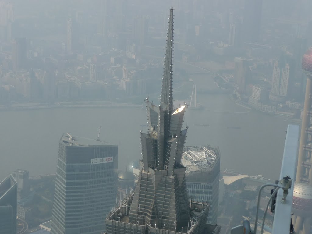 View from World Financial Tower to Top of Tin Mao Tower by bienenritter