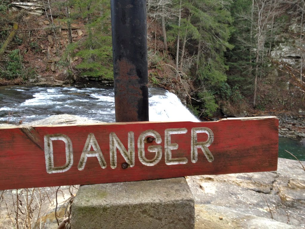 Cane Creek Cascades "DANGER" Sign by Jackson Reynolds