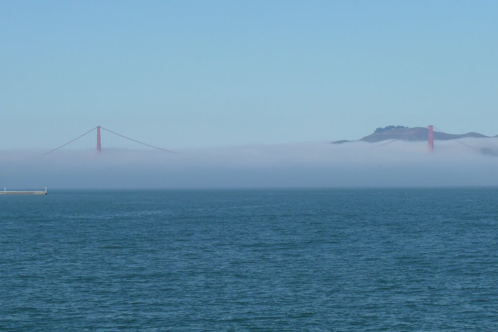 Golden Gate Bridge Covered in Fog in San Francisco CA by Joseph Hollick