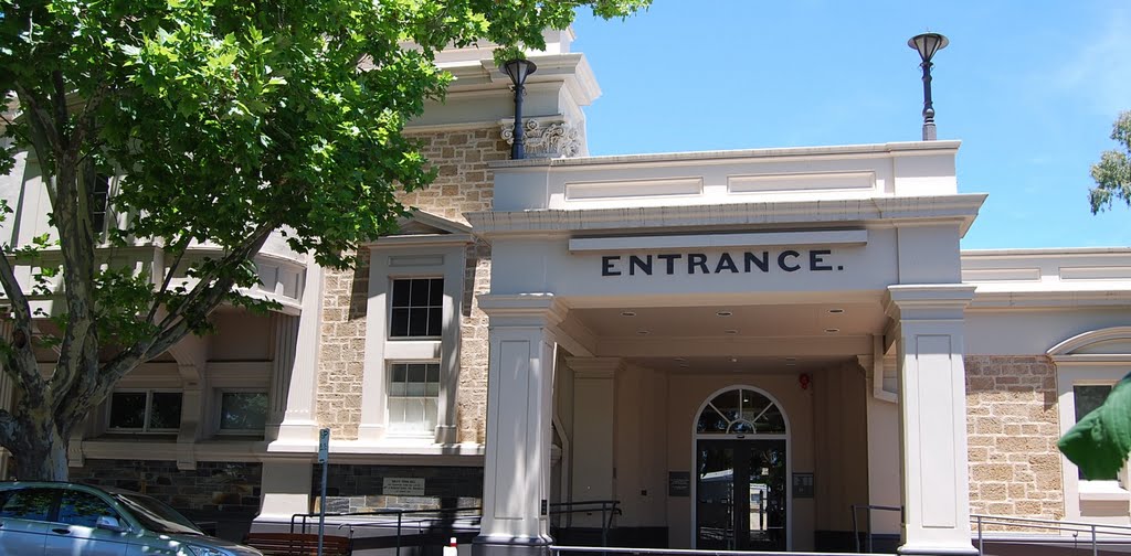 Hall portico, northern aspect, opened March 1907 by Phaedrus Fleurieu