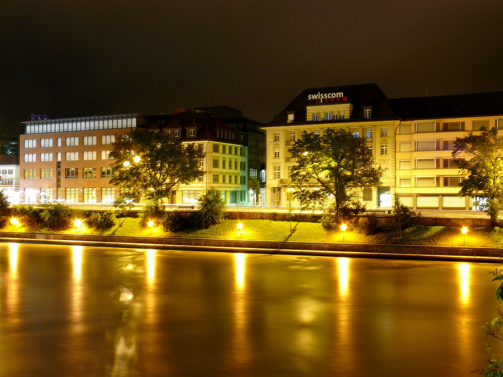 The shiny Olten town with the river "Aare" by rettlin