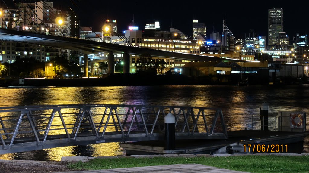 Blackwattle Park Jetty & Anzac Bridge @ Night / 2011 by tsk