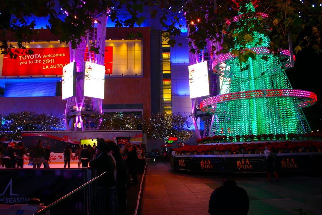 Nokia Plaza at Christmas Time, Downtown Los Angeles, California by Michael Jiroch