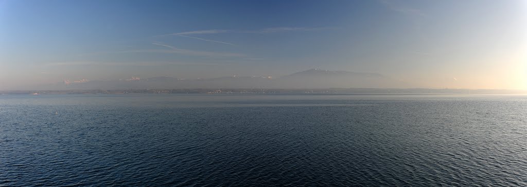 The Alps seen from the harbour of Coppet, Vaud, CH by geir-ole